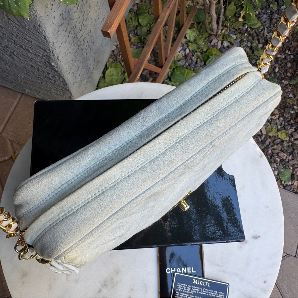 Chanel 90s Vintage Suede Quilted Camera Shoulder Bag - Picture 7 of 16
